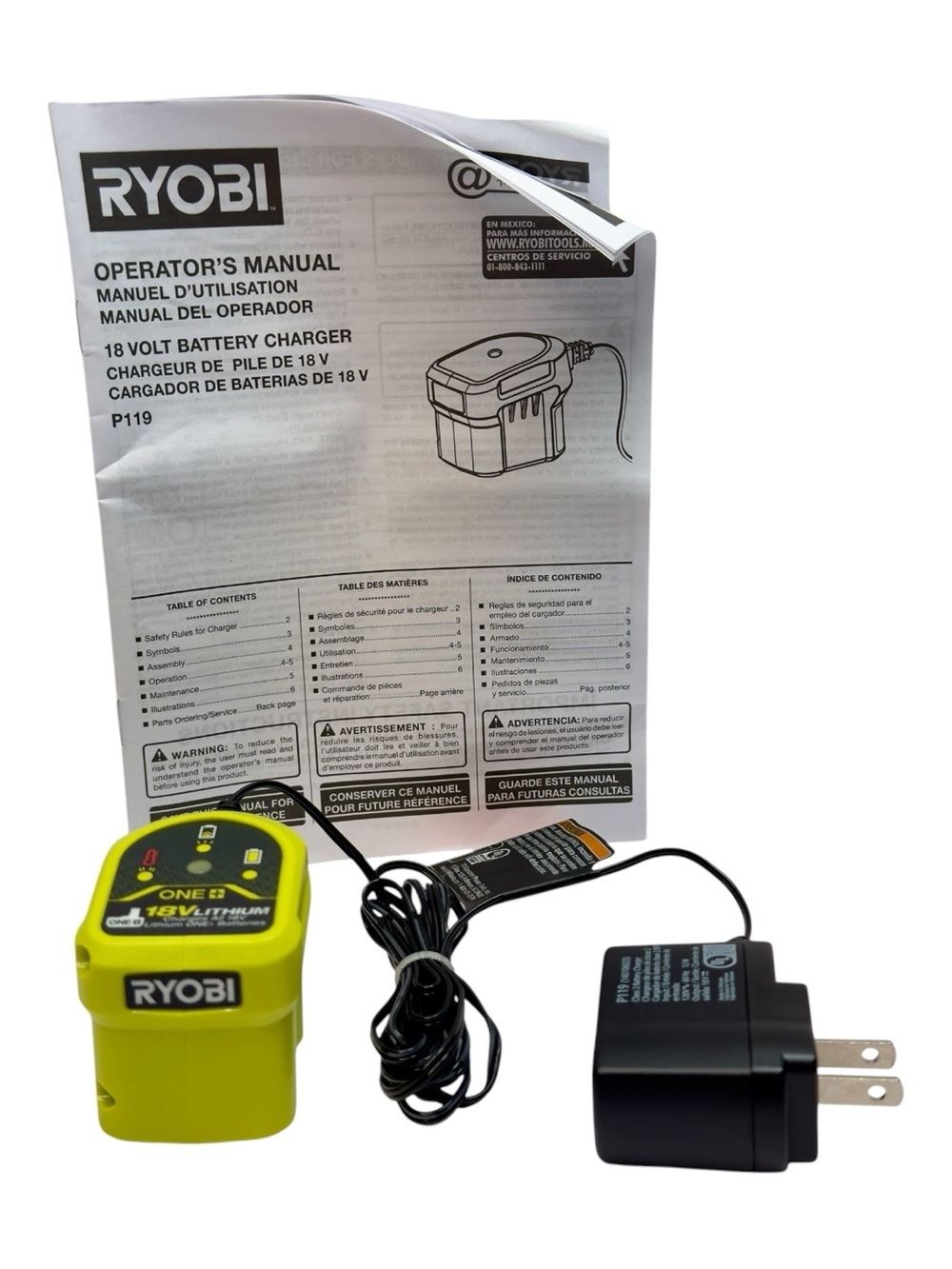 Ryobi P119 Genuine OEM 18 Volt Lithium-Ion Battery Charger